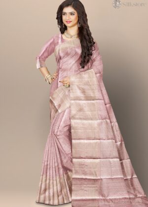 Blush Peach Pure Tissue Self-Border Saree