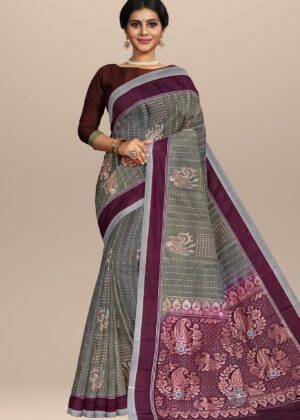 Classic Maroon and Olive Handwoven Saree