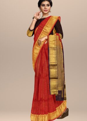Divine Red and Gold Woven Silk Saree