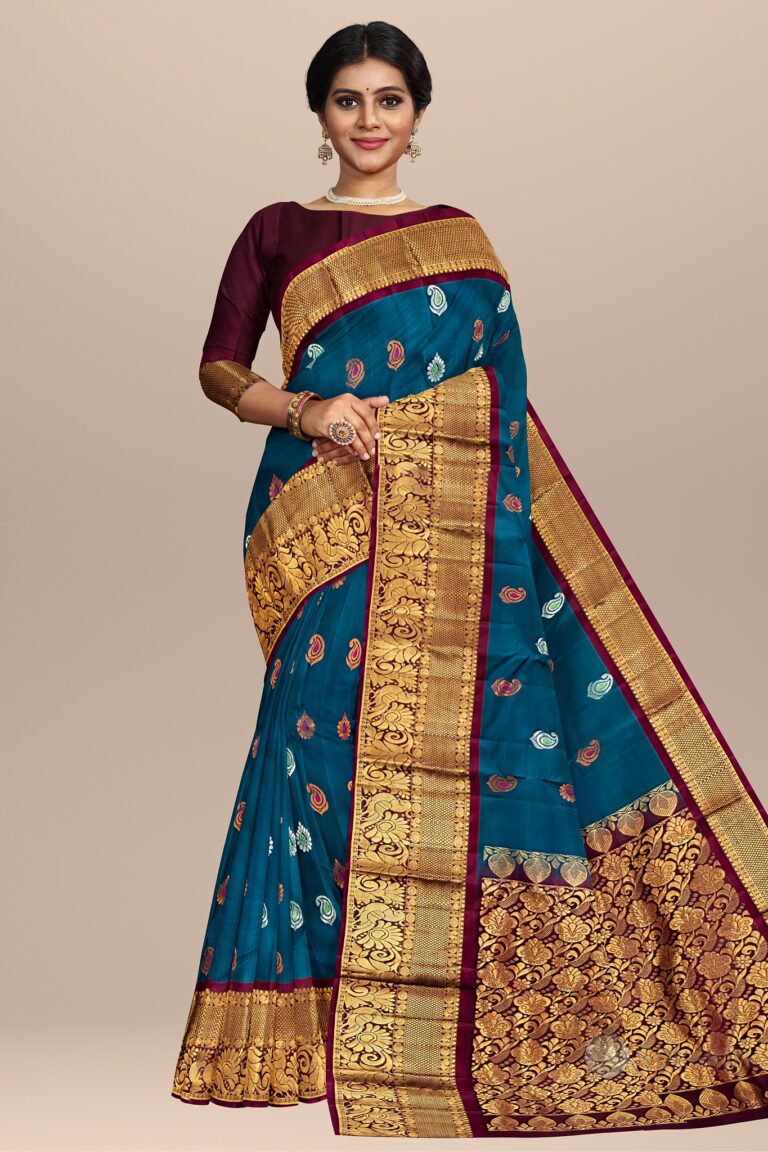Temple Tales Antique Finish Handwoven Saree