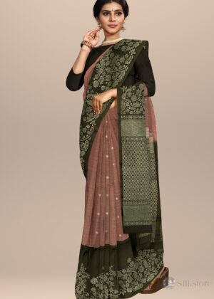 Silken Shadow Ivory Vine Ethnic Saree