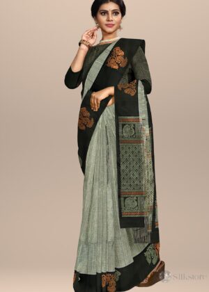 Elegant Black and Grey Silk Saree