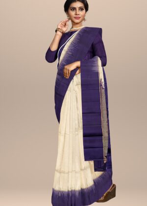 Majentha Elegance with Grey Mid Silk Saree