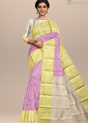 Pink Pastel Elegance kanijivaram Silk Saree"