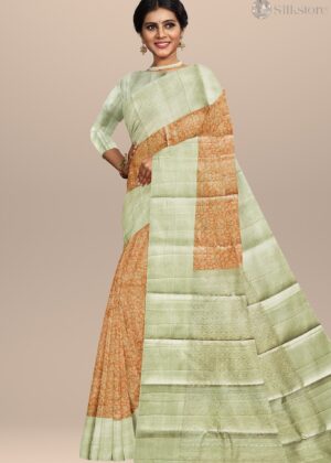 Orange Pastel Kanjivaram Silk Saree
