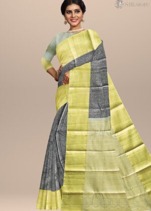 Charcoal Olive Luxe kanjivaram Silk Saree